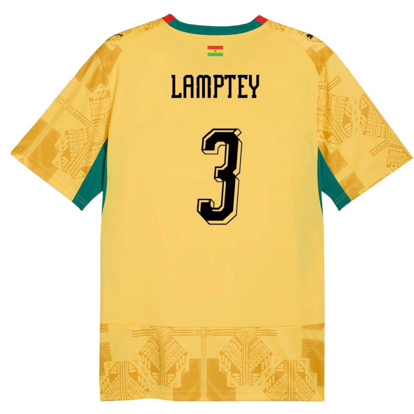 Danxen Kvinnor Ghana Tariq Lamptey #3 Gul Röd Svart Bortatröja Matchtröjor 26-28 Tröjor T-Tröja