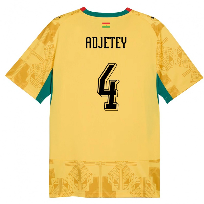 Danxen Kvinnor Ghana Jonas Adjetey #4 Gul Röd Svart Bortatröja Matchtröjor 26-28 Tröjor T-Tröja
