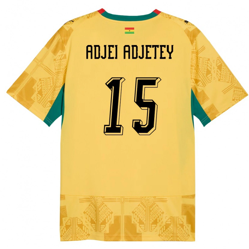 Danxen Kvinnor Ghana Jonas Adjei Adjetey #15 Gul Röd Svart Bortatröja Matchtröjor 26-28 Tröjor T-Tröja