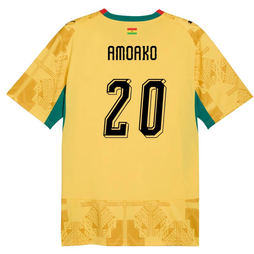 Danxen Kvinnor Ghana Linda Amoako #20 Gul Röd Svart Bortatröja Matchtröjor 26-28 Tröjor T-Tröja