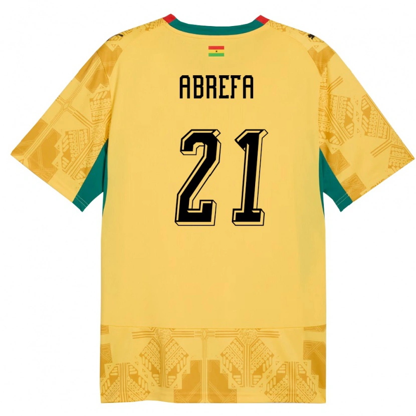 Danxen Kvinnor Ghana Kelvin Abrefa #21 Gul Röd Svart Bortatröja Matchtröjor 26-28 Tröjor T-Tröja