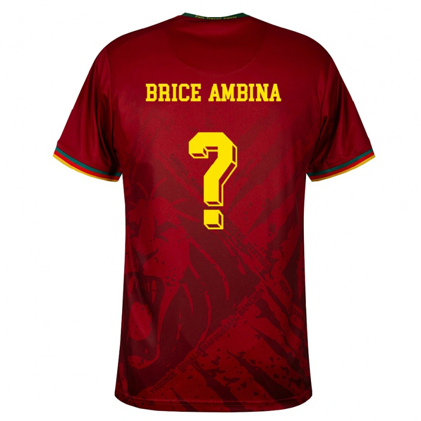 Danxen Kvinnor Kamerun Fidel Brice Ambina #0 Djup Röd Grön Gul Bortatröja Matchtröjor 26-28 Tröjor T-Tröja