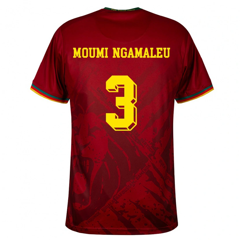 Danxen Kvinnor Kamerun Nicolas Moumi Ngamaleu #3 Djup Röd Grön Gul Bortatröja Matchtröjor 26-28 Tröjor T-Tröja
