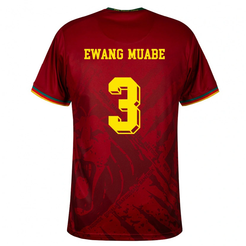 Danxen Kvinnor Kamerun Ebong Ewang Muabe #3 Djup Röd Grön Gul Bortatröja Matchtröjor 26-28 Tröjor T-Tröja