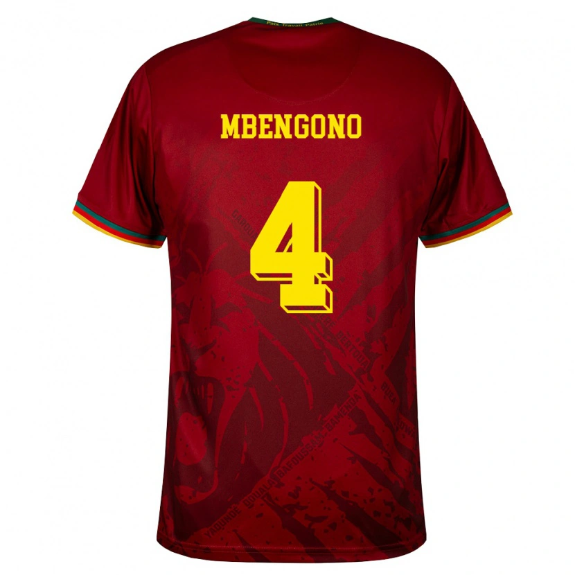 Danxen Kvinnor Kamerun Catherine Mbengono #4 Djup Röd Grön Gul Bortatröja Matchtröjor 26-28 Tröjor T-Tröja