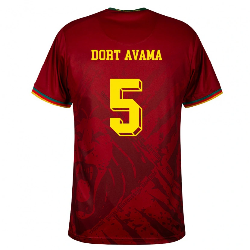Danxen Kvinnor Kamerun Dieu Ne Dort Avama #5 Djup Röd Grön Gul Bortatröja Matchtröjor 26-28 Tröjor T-Tröja