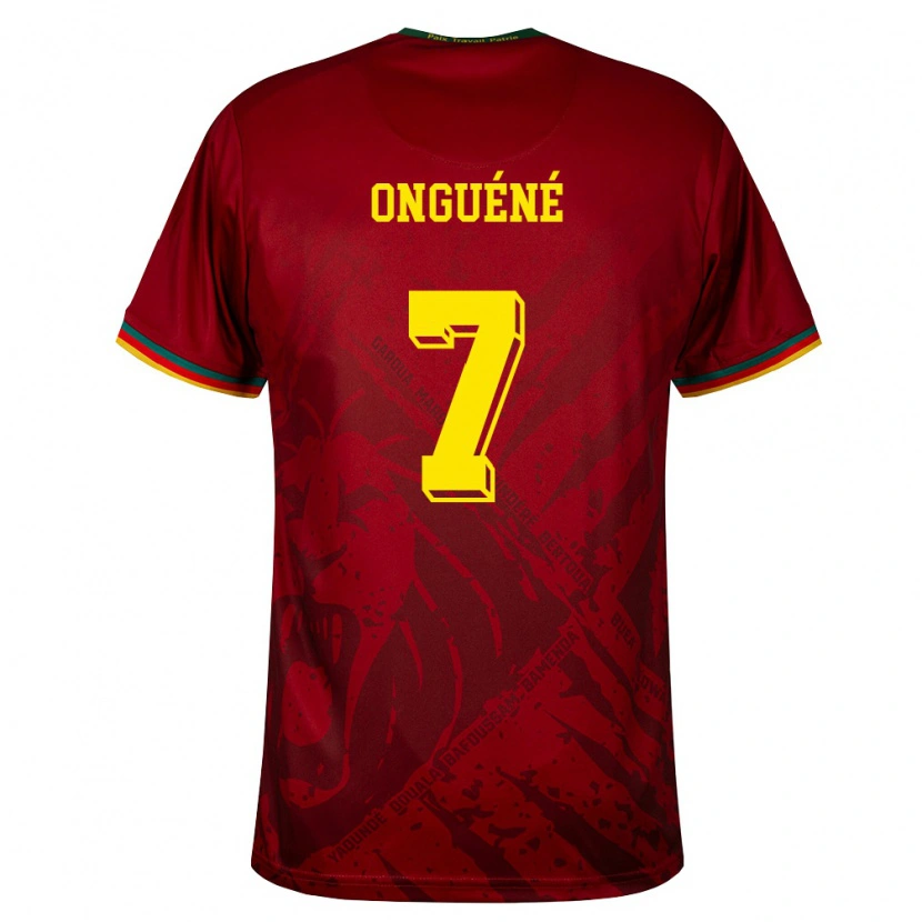 Danxen Kvinnor Kamerun Gabrielle Onguene #7 Djup Röd Grön Gul Bortatröja Matchtröjor 26-28 Tröjor T-Tröja