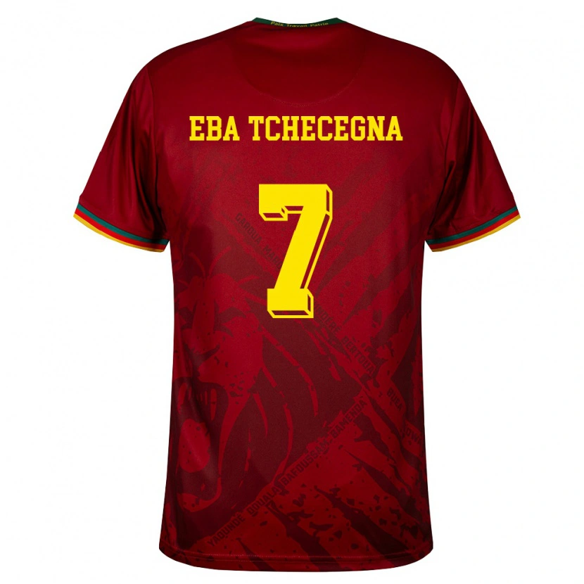 Danxen Kvinnor Kamerun Arnold Eba Tchecegna #7 Djup Röd Grön Gul Bortatröja Matchtröjor 26-28 Tröjor T-Tröja
