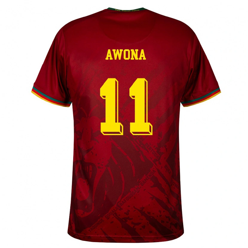 Danxen Kvinnor Kamerun Aurelle Awona #11 Djup Röd Grön Gul Bortatröja Matchtröjor 26-28 Tröjor T-Tröja