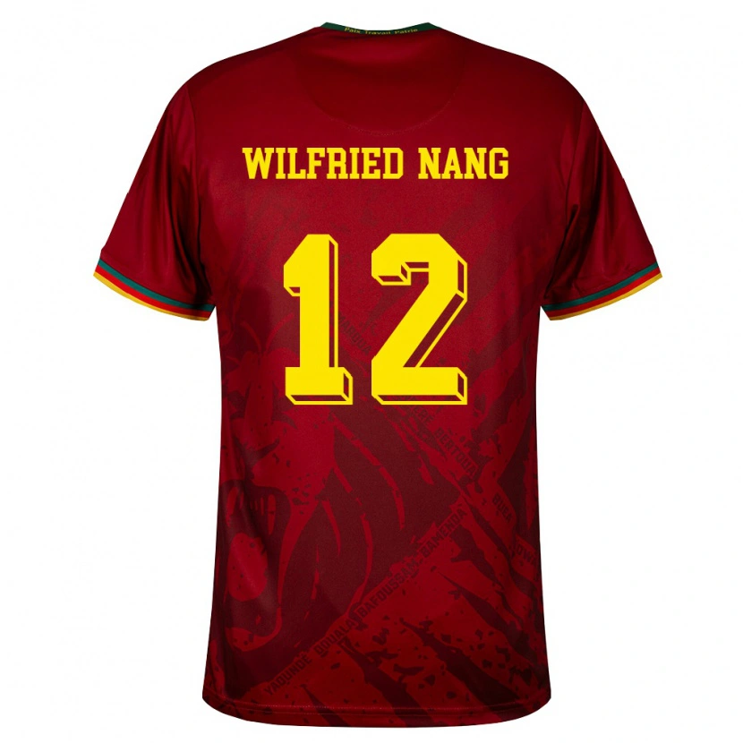 Danxen Kvinnor Kamerun Toni Wilfried Nang #12 Djup Röd Grön Gul Bortatröja Matchtröjor 26-28 Tröjor T-Tröja