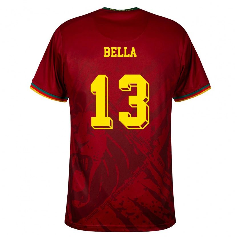 Danxen Kvinnor Kamerun Rose Bella #13 Djup Röd Grön Gul Bortatröja Matchtröjor 26-28 Tröjor T-Tröja