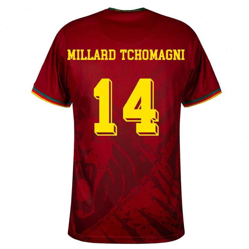 Danxen Kvinnor Kamerun Samuel Millard Tchomagni #14 Djup Röd Grön Gul Bortatröja Matchtröjor 26-28 Tröjor T-Tröja