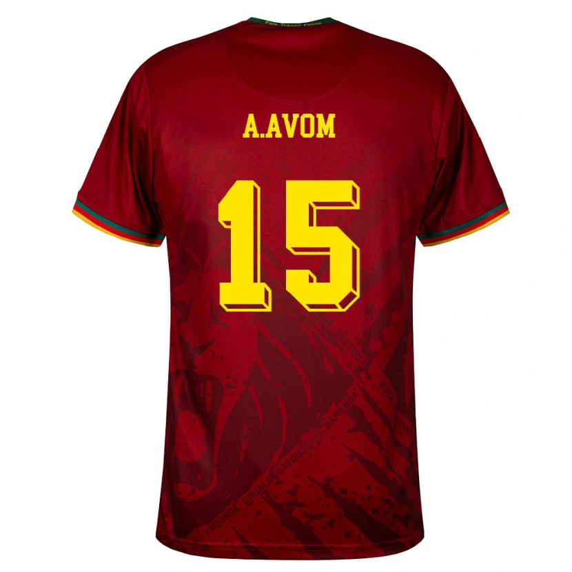 Danxen Kvinnor Kamerun Arthur Avom #15 Djup Röd Grön Gul Bortatröja Matchtröjor 26-28 Tröjor T-Tröja