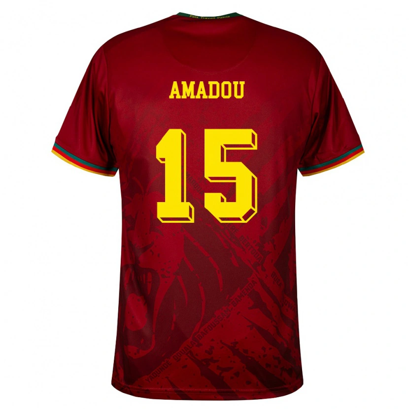 Danxen Kvinnor Kamerun Daouda Amadou #15 Djup Röd Grön Gul Bortatröja Matchtröjor 26-28 Tröjor T-Tröja