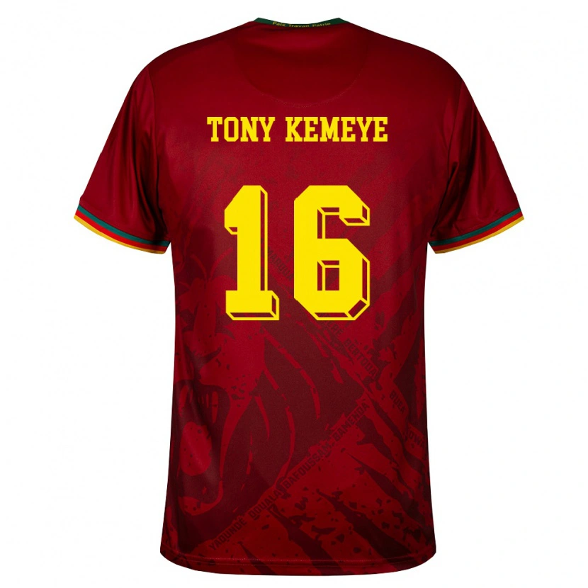 Danxen Kvinnor Kamerun Tony Beria Wabo Kemeye #16 Djup Röd Grön Gul Bortatröja Matchtröjor 26-28 Tröjor T-Tröja