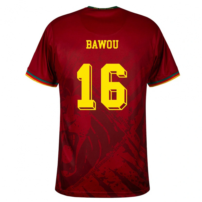 Danxen Kvinnor Kamerun Ange Bawou #16 Djup Röd Grön Gul Bortatröja Matchtröjor 26-28 Tröjor T-Tröja