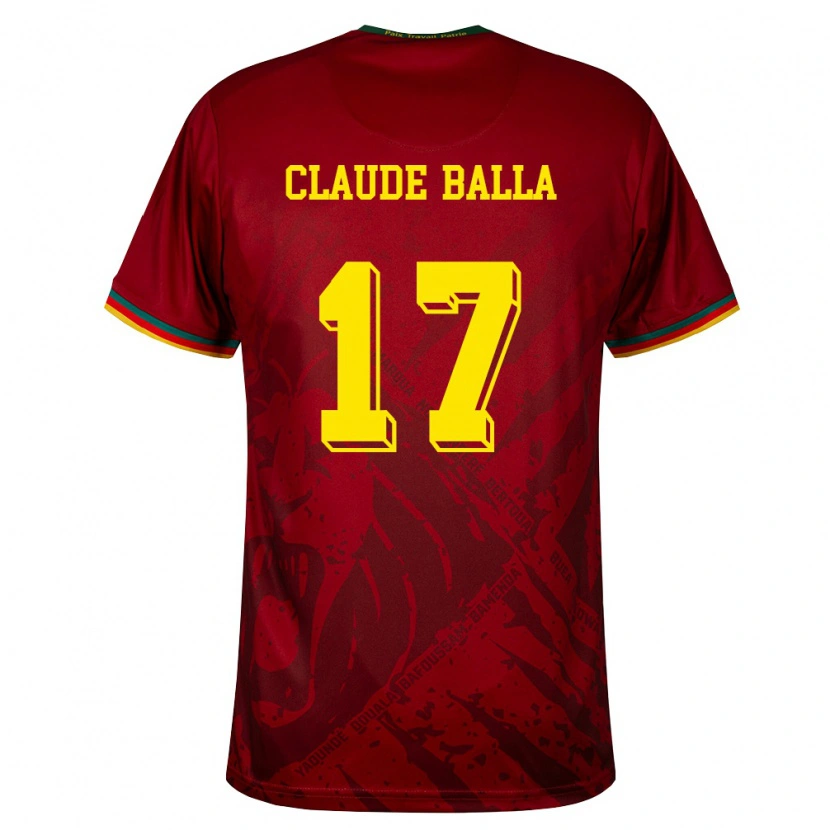 Danxen Kvinnor Kamerun Henri Claude Balla #17 Djup Röd Grön Gul Bortatröja Matchtröjor 26-28 Tröjor T-Tröja