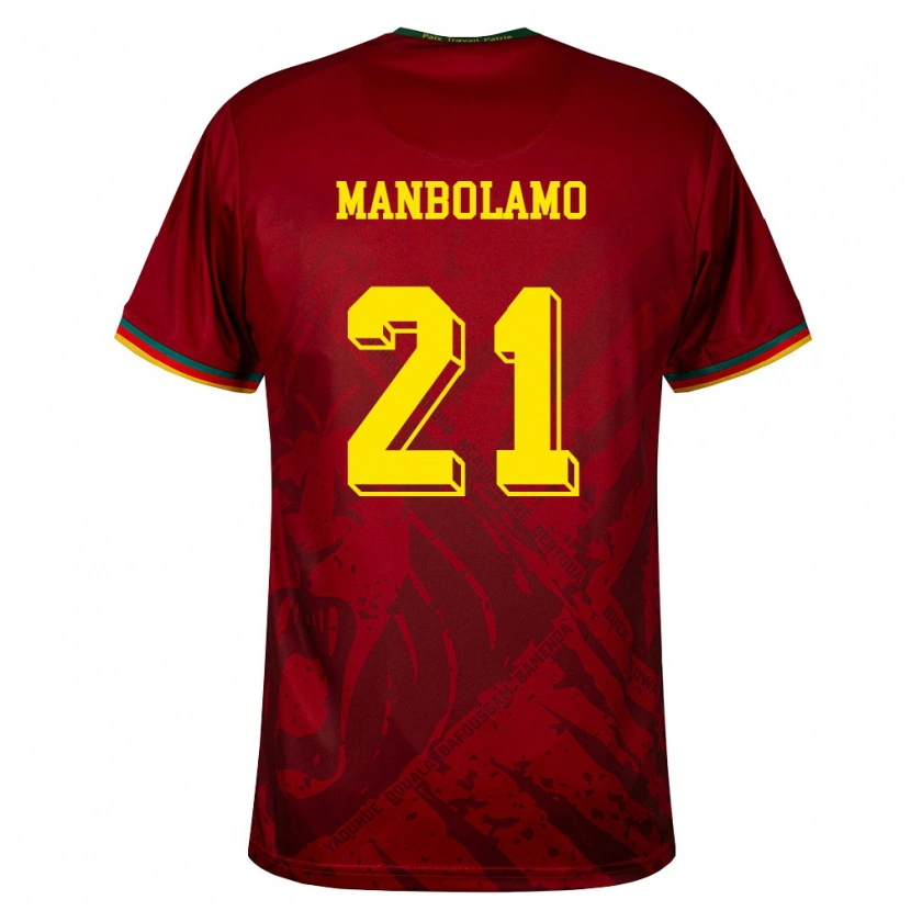 Danxen Kvinnor Kamerun Eliane Manbolamo #21 Djup Röd Grön Gul Bortatröja Matchtröjor 26-28 Tröjor T-Tröja