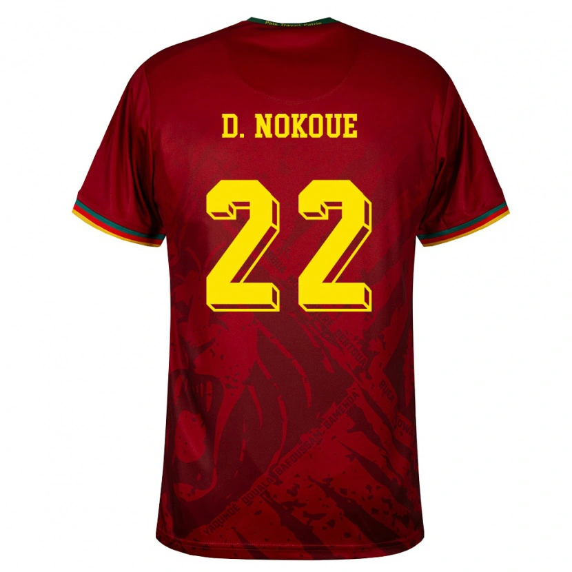 Danxen Kvinnor Kamerun Bryan Djile Nokoue #22 Djup Röd Grön Gul Bortatröja Matchtröjor 26-28 Tröjor T-Tröja