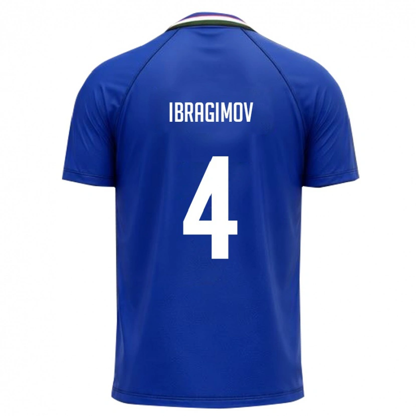 Danxen Barn Uzbekistan Sunnat Ibragimov #4 Kunglig Blå Vit Hemmatröja Matchtröjor 26-28 Tröjor T-Tröja