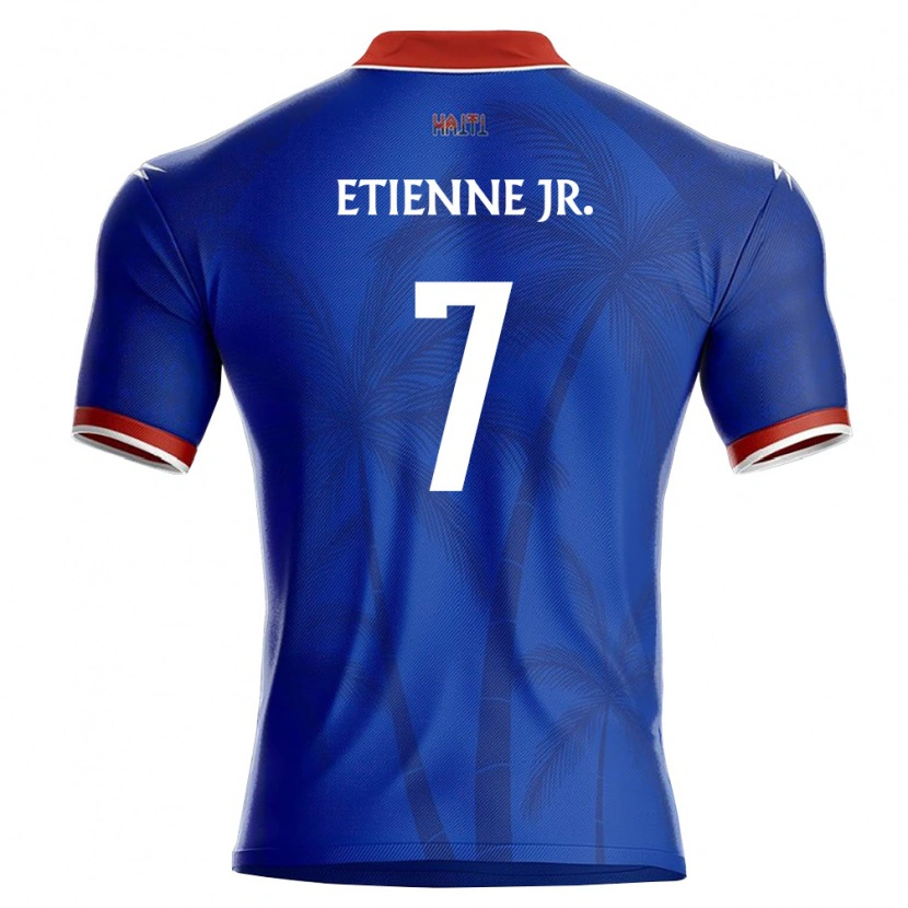 Danxen Barn Haiti Derrick Etienne Jr. #7 Blå Röd Vit Hemmatröja Matchtröjor 26-28 Tröjor T-Tröja