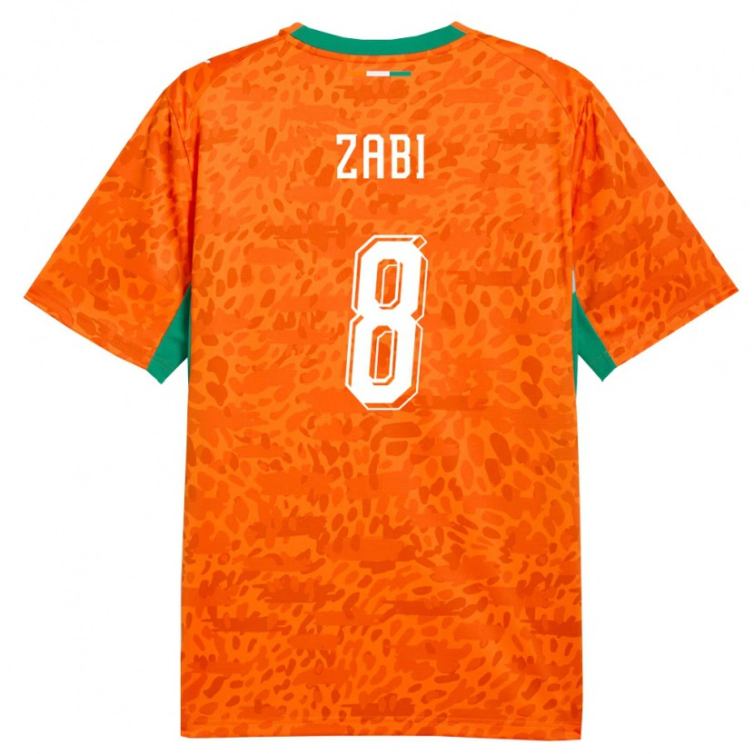 Danxen Barn Elfenbenskusten Patrick Zabi #8 Orange Grön Vit Hemmatröja Matchtröjor 26-28 Tröjor T-Tröja