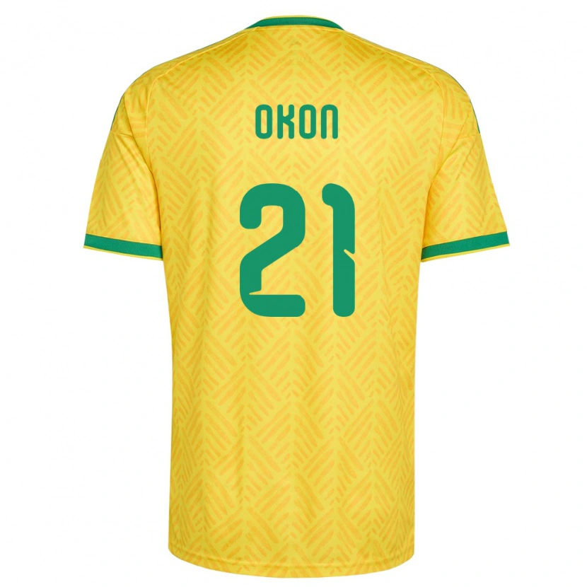 Danxen Barn Sydafrika Ime Okon #21 Gul Grön Hemmatröja Matchtröjor 26-28 Tröjor T-Tröja