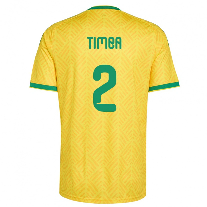 Danxen Barn Sydafrika Sifiso Timba #2 Gul Grön Hemmatröja Matchtröjor 26-28 Tröjor T-Tröja