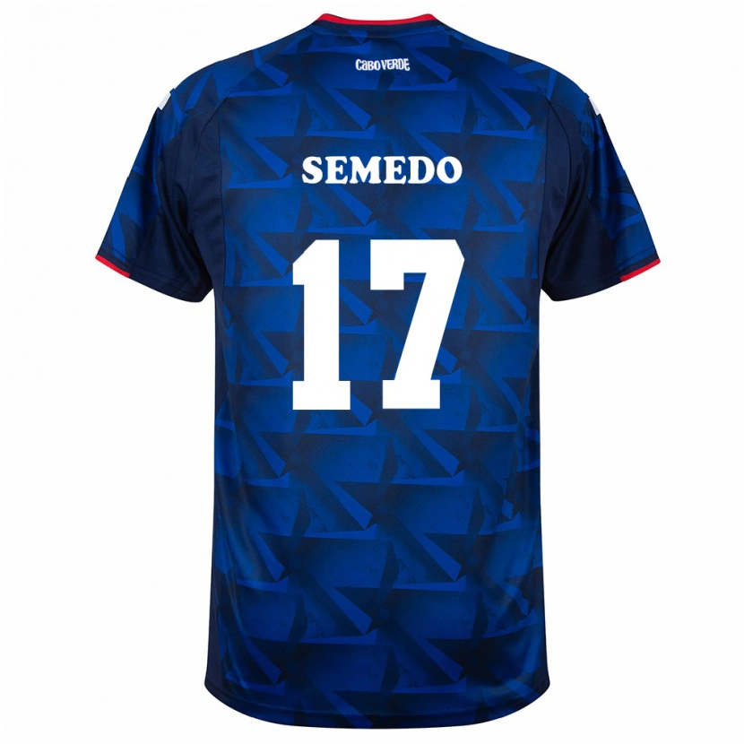 Danxen Barn Kap Verde Willy Semedo #17 Kunglig Blå Röd Hemmatröja Matchtröjor 26-28 Tröjor T-Tröja