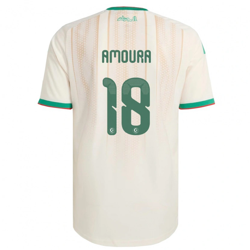 Danxen Barn Algeriet Mohamed Amoura #18 Off-White Grön Röd Hemmatröja Matchtröjor 26-28 Tröjor T-Tröja