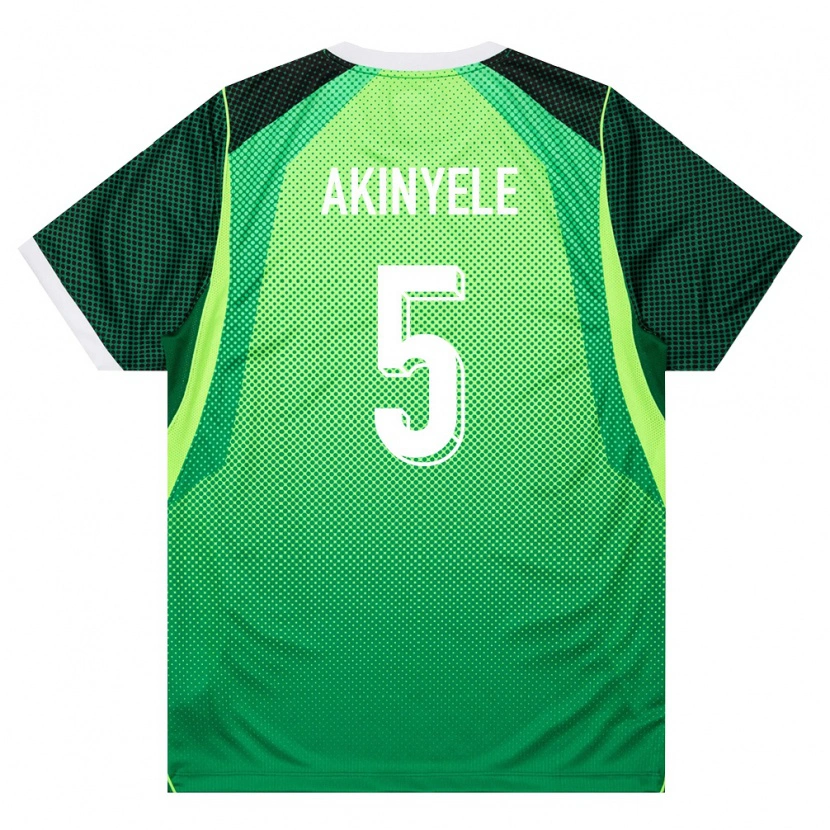 Danxen Barn Nigeria Ahmed Akinyele #5 Grön Vit Hemmatröja Matchtröjor 26-28 Tröjor T-Tröja