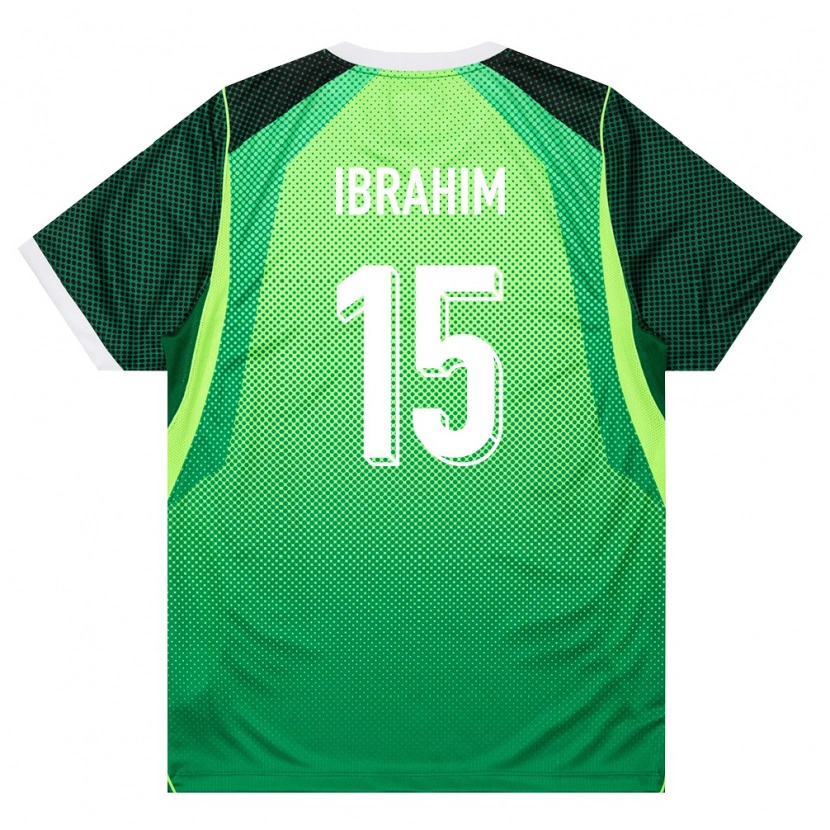 Danxen Barn Nigeria Auwal Ibrahim #15 Grön Vit Hemmatröja Matchtröjor 26-28 Tröjor T-Tröja