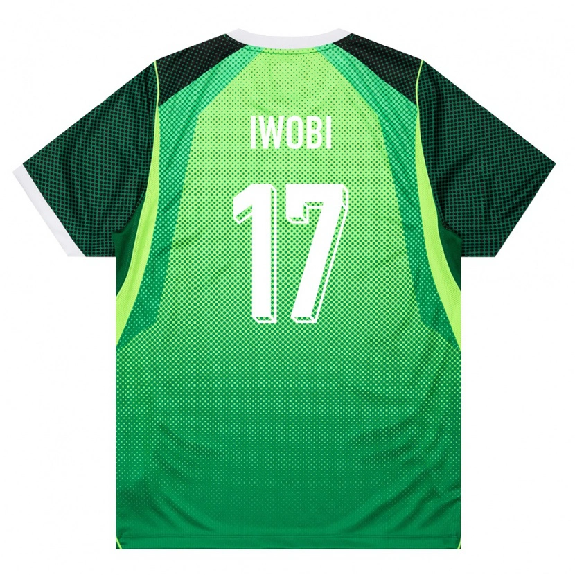 Danxen Barn Nigeria Alex Iwobi #17 Grön Vit Hemmatröja Matchtröjor 26-28 Tröjor T-Tröja