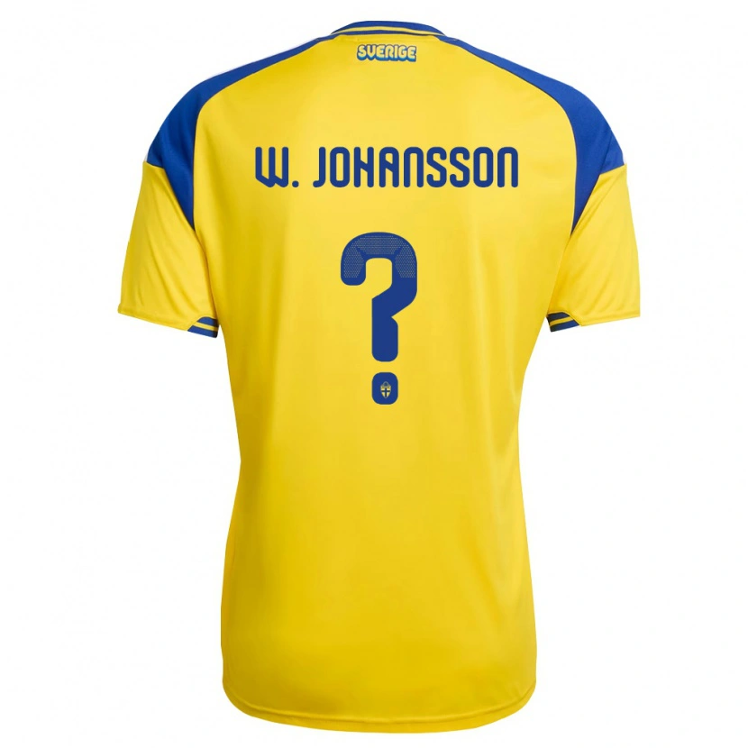Danxen Barn Sverige William Johansson #0 Gul Blå Vit Hemmatröja Matchtröjor 26-28 Tröjor T-Tröja