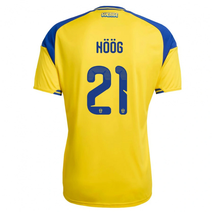 Danxen Barn Sverige Anton Höög #21 Gul Blå Vit Hemmatröja Matchtröjor 26-28 Tröjor T-Tröja