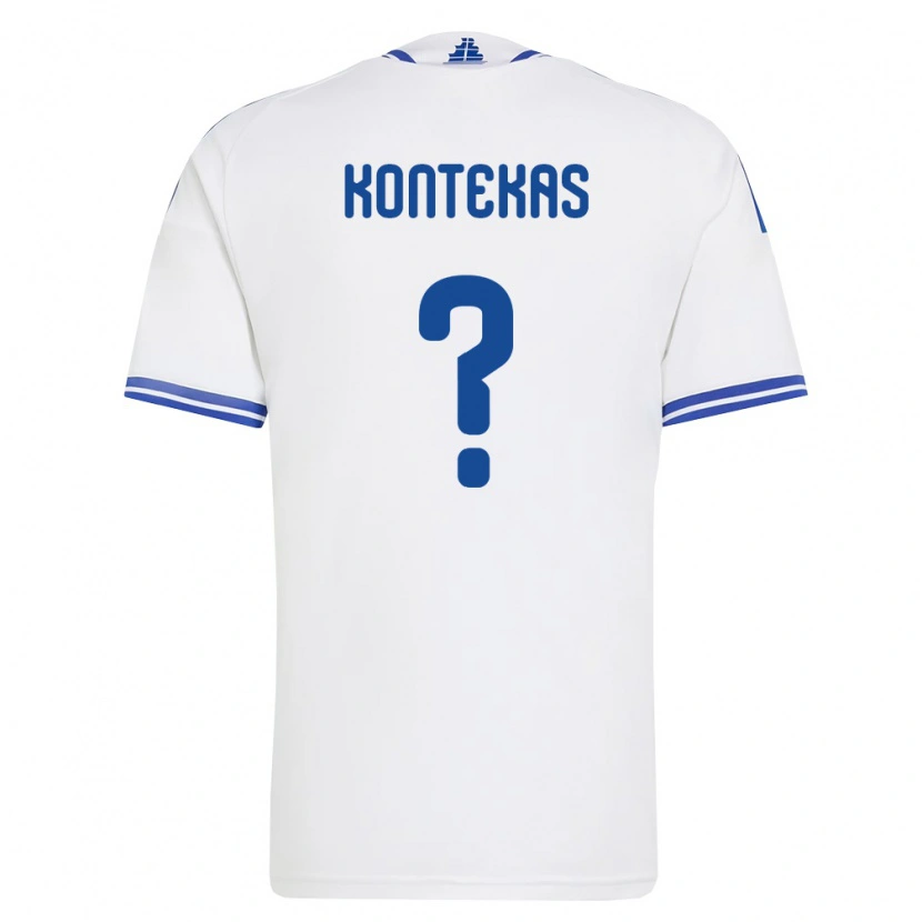 Danxen Barn Grekland Lefteris Kontekas #0 Vit Blå Hemmatröja Matchtröjor 26-28 Tröjor T-Tröja
