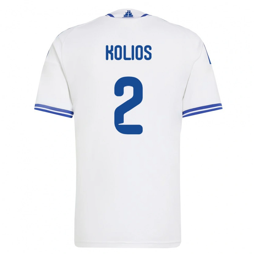 Danxen Barn Grekland Angelos Kolios #2 Vit Blå Hemmatröja Matchtröjor 26-28 Tröjor T-Tröja