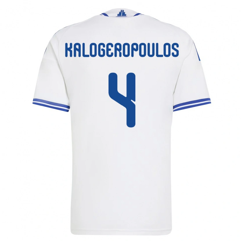 Danxen Barn Grekland Alexios Kalogeropoulos #4 Vit Blå Hemmatröja Matchtröjor 26-28 Tröjor T-Tröja