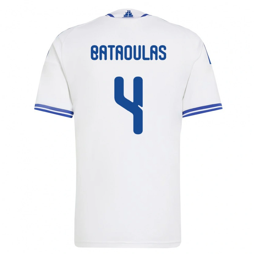 Danxen Barn Grekland Dimitrios Bataoulas #4 Vit Blå Hemmatröja Matchtröjor 26-28 Tröjor T-Tröja