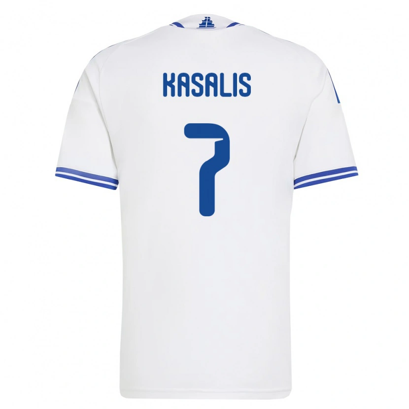 Danxen Barn Grekland Christos Kasalis #7 Vit Blå Hemmatröja Matchtröjor 26-28 Tröjor T-Tröja