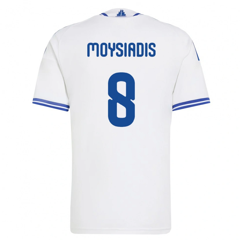 Danxen Barn Grekland Alexandros Moysiadis #8 Vit Blå Hemmatröja Matchtröjor 26-28 Tröjor T-Tröja