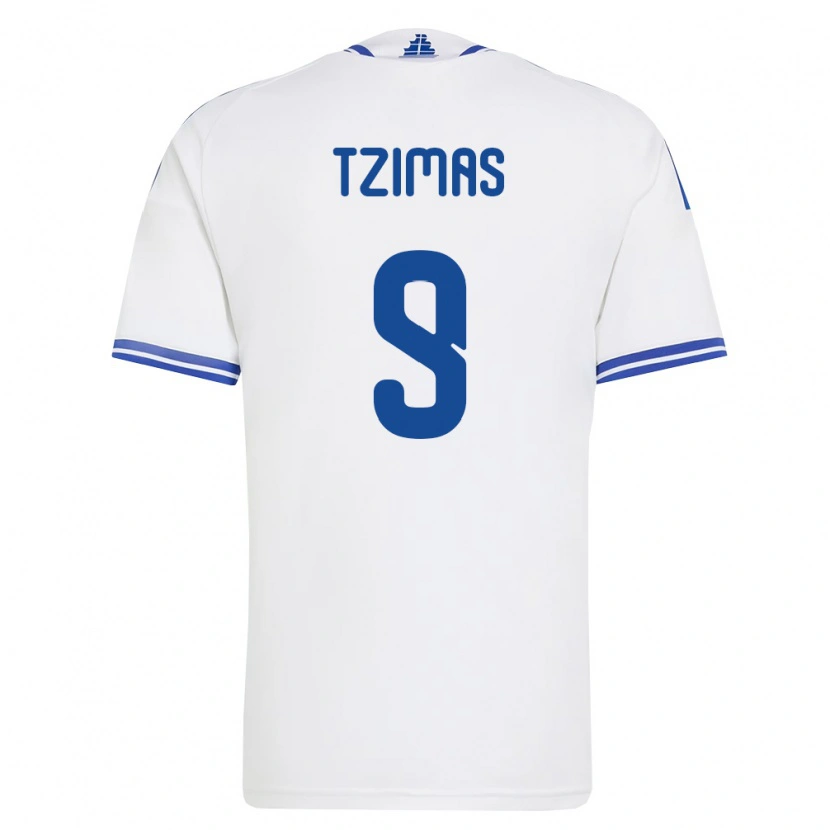 Danxen Barn Grekland Stefanos Tzimas #9 Vit Blå Hemmatröja Matchtröjor 26-28 Tröjor T-Tröja