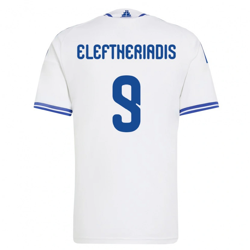 Danxen Barn Grekland Vasilios Eleftheriadis #9 Vit Blå Hemmatröja Matchtröjor 26-28 Tröjor T-Tröja