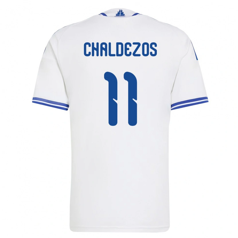 Danxen Barn Grekland Nikolaos Chaldezos #11 Vit Blå Hemmatröja Matchtröjor 26-28 Tröjor T-Tröja