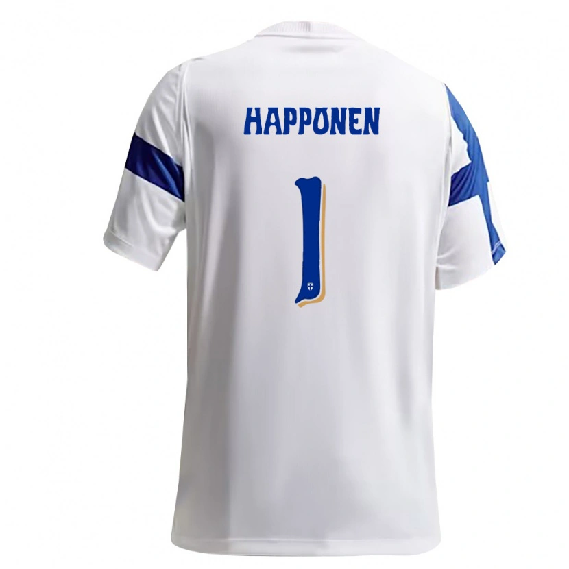 Danxen Barn Finland Ukko Happonen #1 Vit Blå Hemmatröja Matchtröjor 26-28 Tröjor T-Tröja