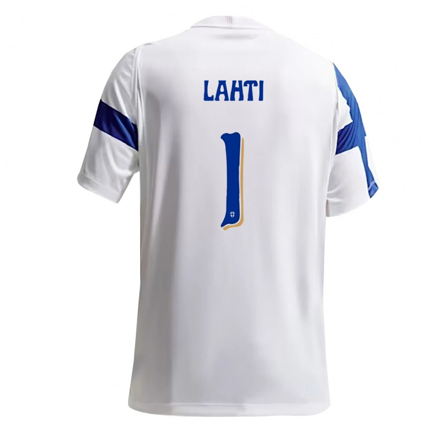 Danxen Barn Finland Elias Lahti #1 Vit Blå Hemmatröja Matchtröjor 26-28 Tröjor T-Tröja