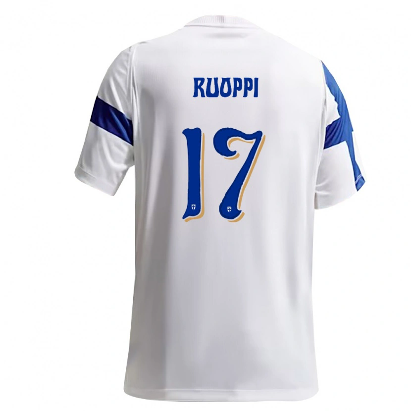 Danxen Barn Finland Otto Ruoppi #17 Vit Blå Hemmatröja Matchtröjor 26-28 Tröjor T-Tröja