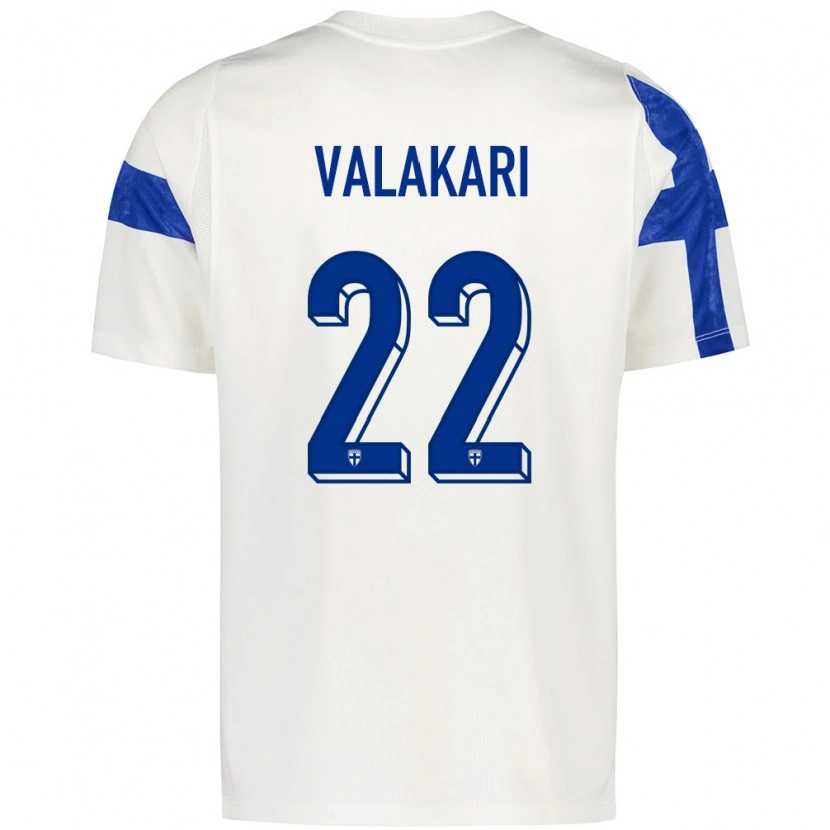 Danxen Barn Finland Onni Valakari #22 Vit Blå Hemmatröja Matchtröjor 26-28 Tröjor T-Tröja