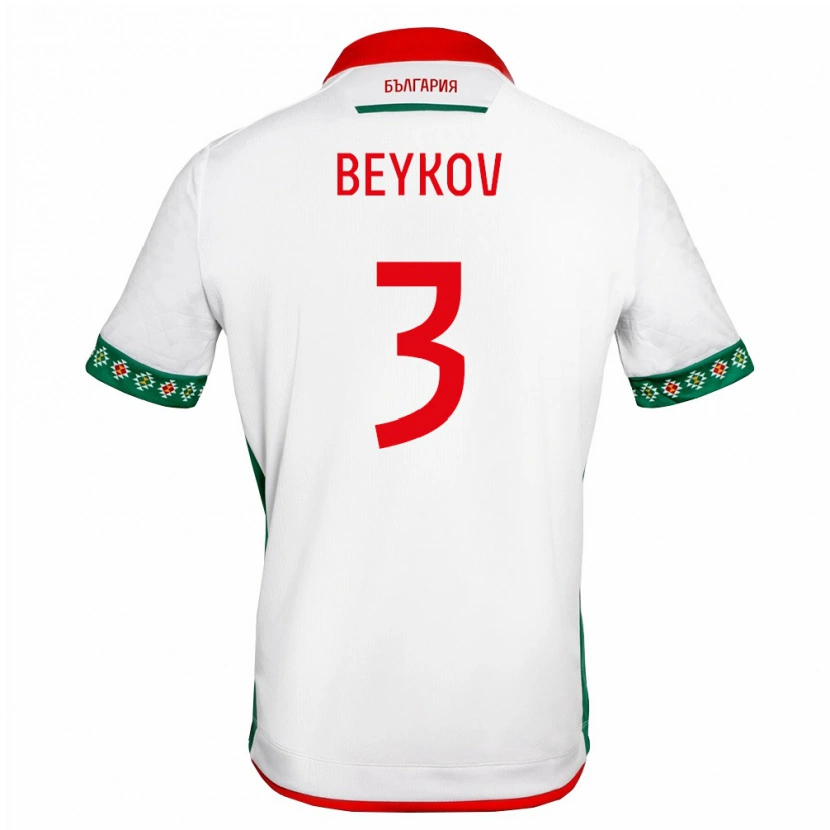 Danxen Barn Bulgarien Viktor Beykov #3 Vit Grön Röd Hemmatröja Matchtröjor 26-28 Tröjor T-Tröja
