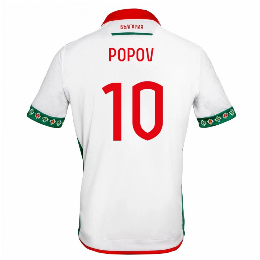 Danxen Barn Bulgarien Nikolay Popov #10 Vit Grön Röd Hemmatröja Matchtröjor 26-28 Tröjor T-Tröja